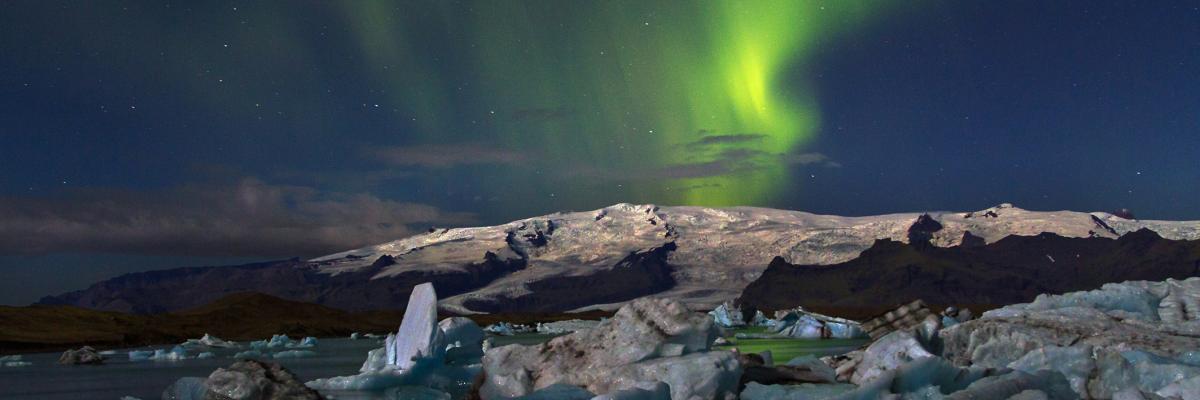Nordlicht über Jökulsarlon